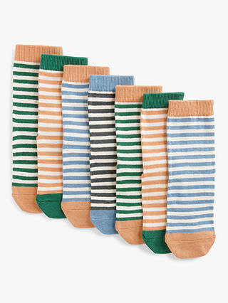 John Lewis ANYDAY Kids' Narrow Stripe Socks, Pack of 7, Multi