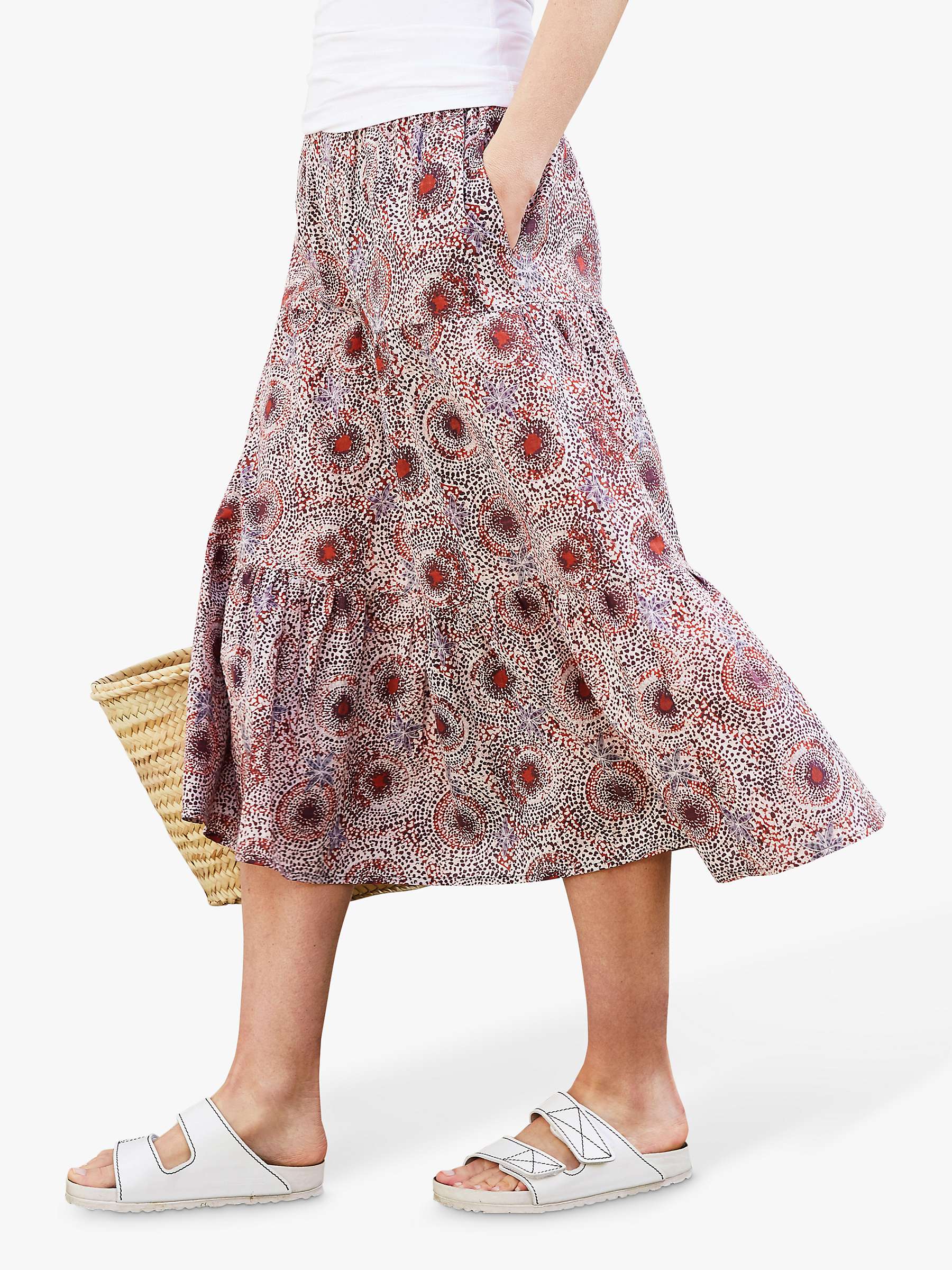 Buy Baukjen Felice Batik Print Organic Cotton Skirt, Bordeaux/Multi Online at johnlewis.com