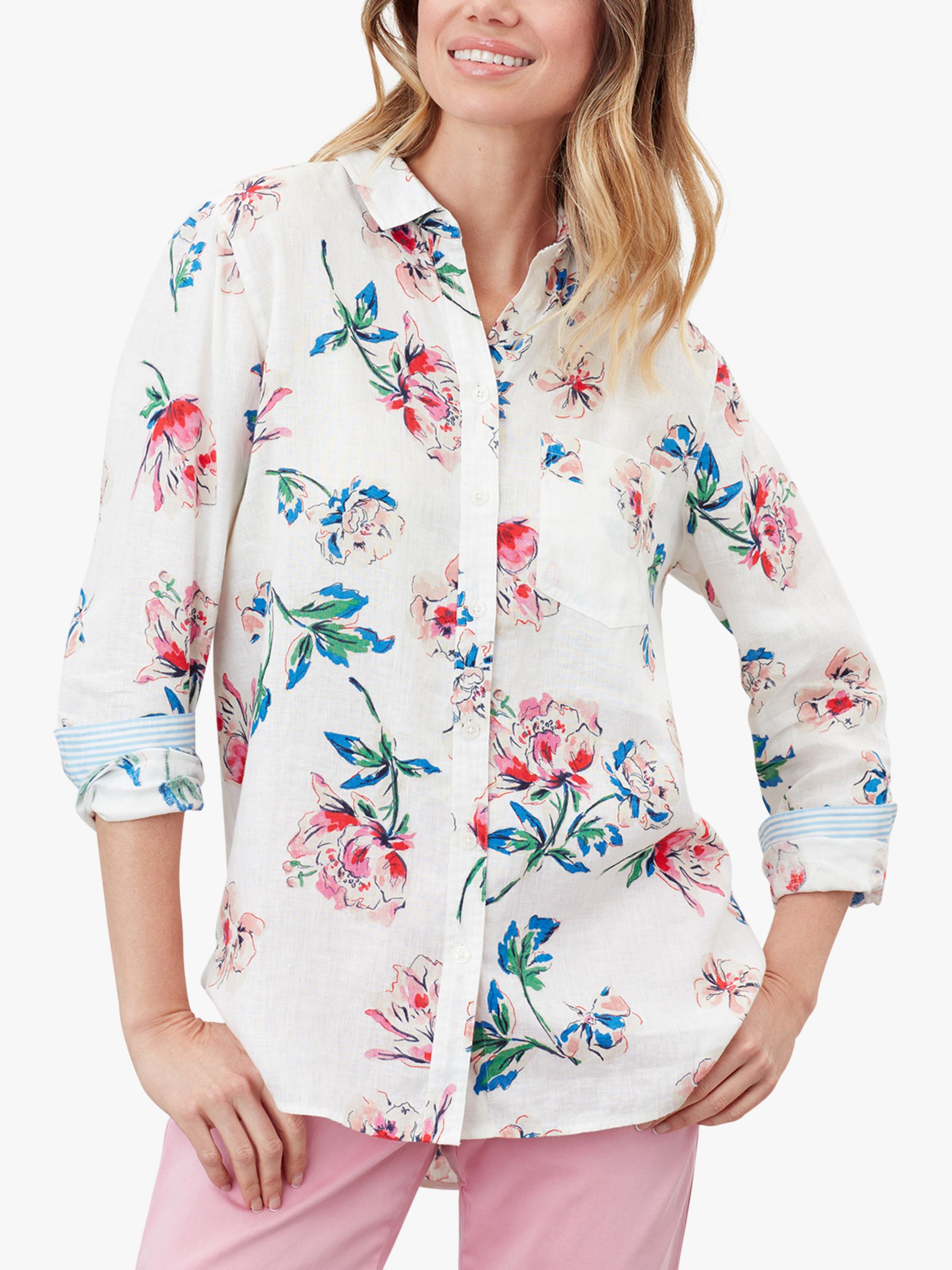 Joules Lorena Floral Print Linen Shirt, Multi