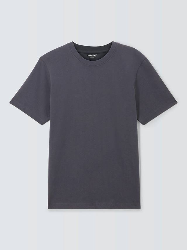 John Lewis ANYDAY Short Sleeve Plain T-Shirt, Midnight Grey