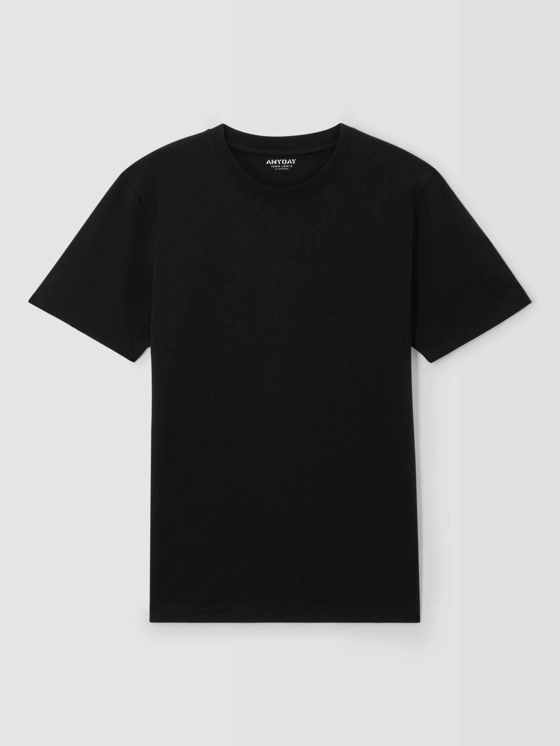 John Lewis ANYDAY Cotton Crew Neck T-Shirt, Black, S