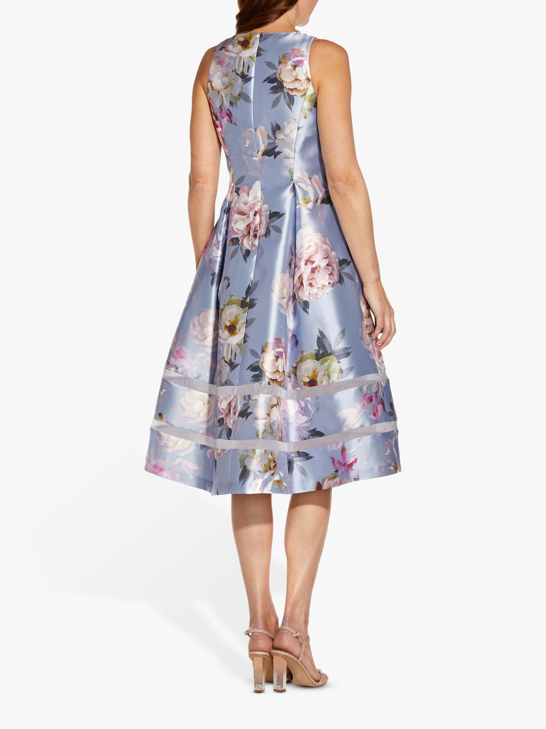 Adrianna Papell Mikado Floral Print Tea Dress, Clearwater/Multi at John ...