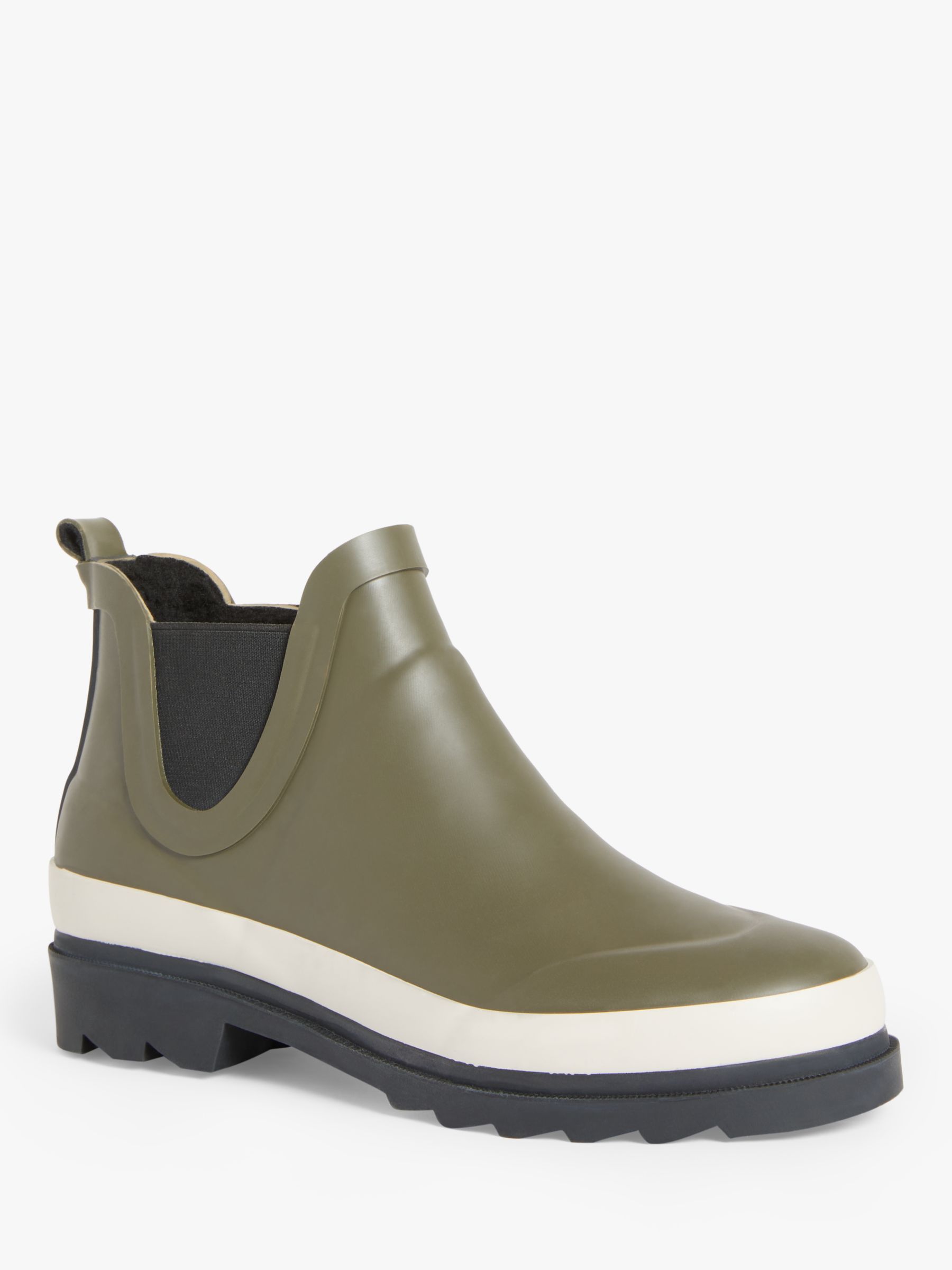 Kin Patience Rubber Cropped Wellie Boots, Khaki/Black at John Lewis ...