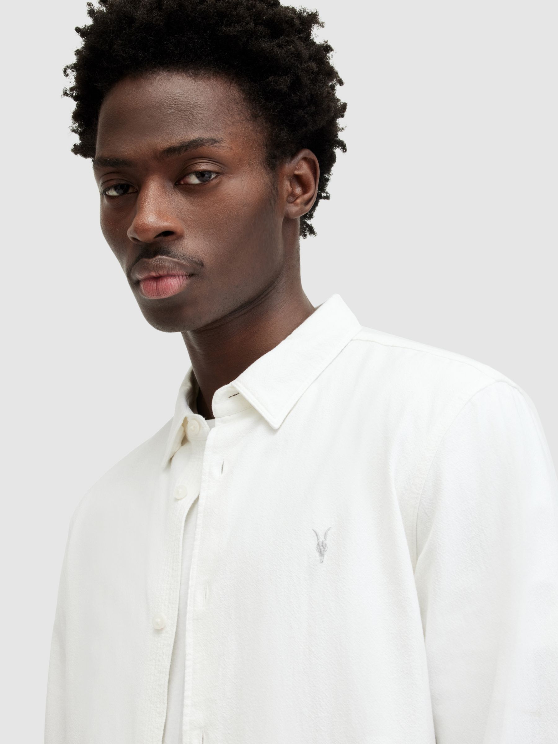 AllSaints Lovell Slim Fit Long Sleeve Shirt, White