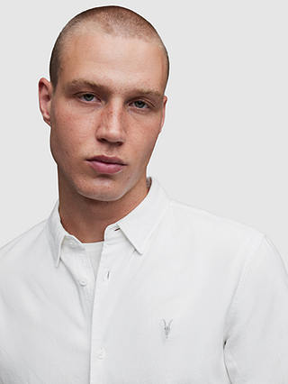 AllSaints Lovell Slim Fit Long Sleeve Shirt, White 
