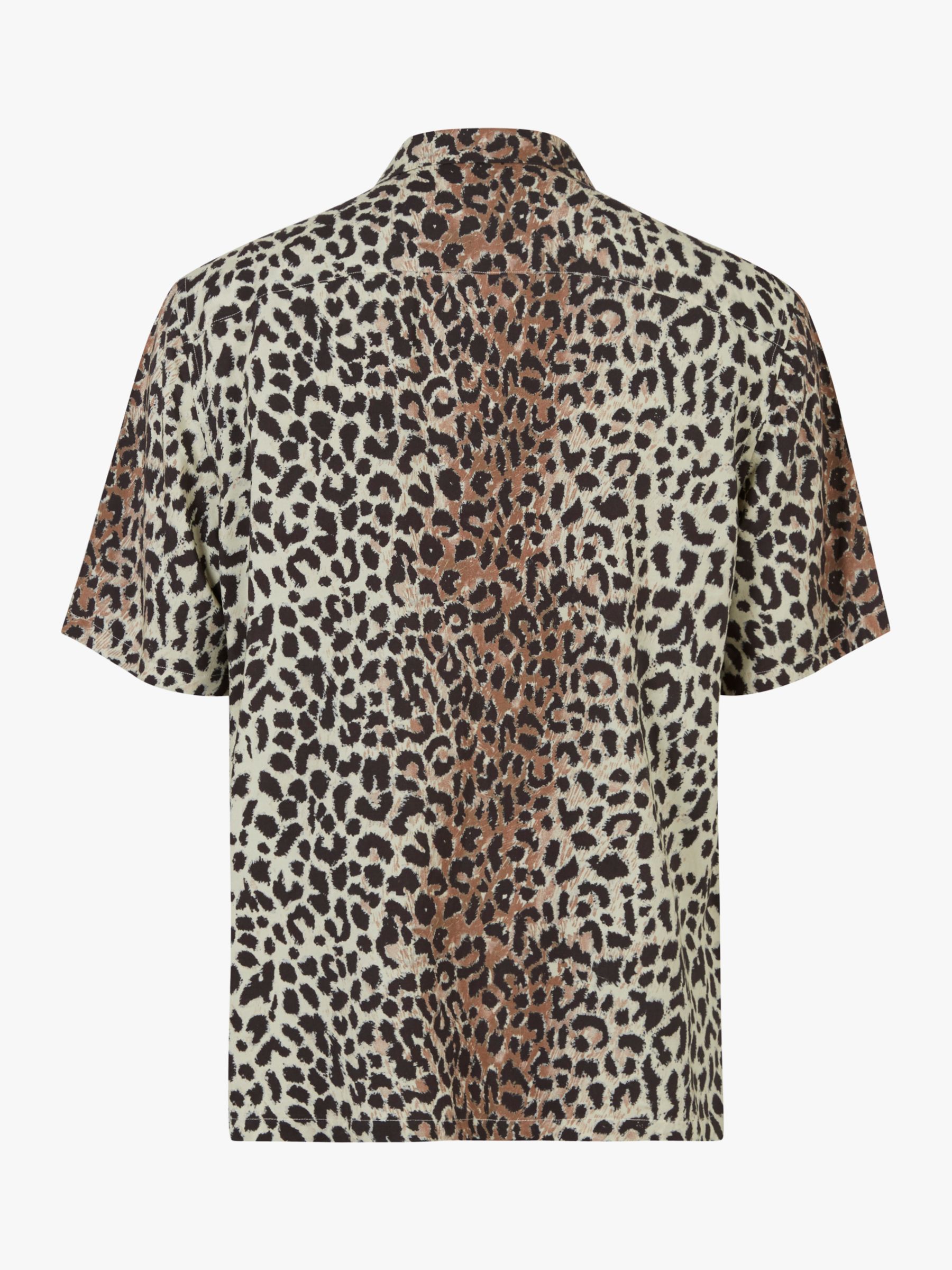 AllSaints Reserve Leopard Relaxed Fit Shirt, Ecru at John Lewis & Partners