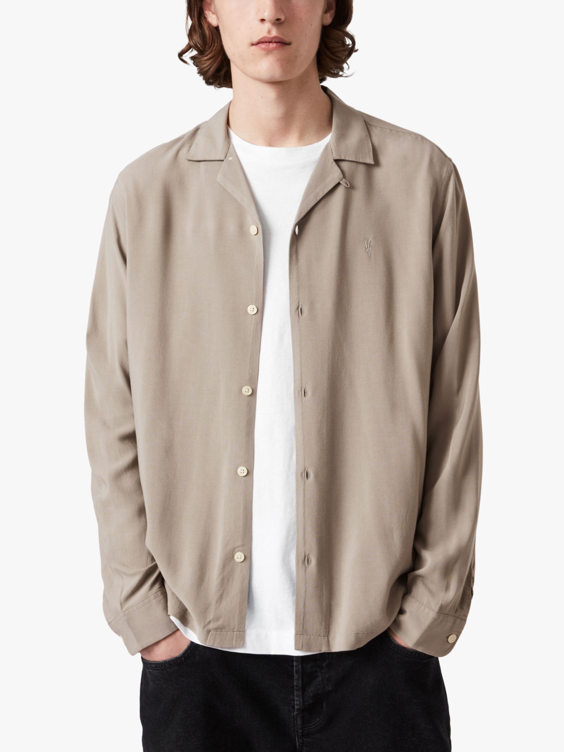 AllSaints Venice Relaxed Fit Long Sleeve Shirt, Willow Taupe