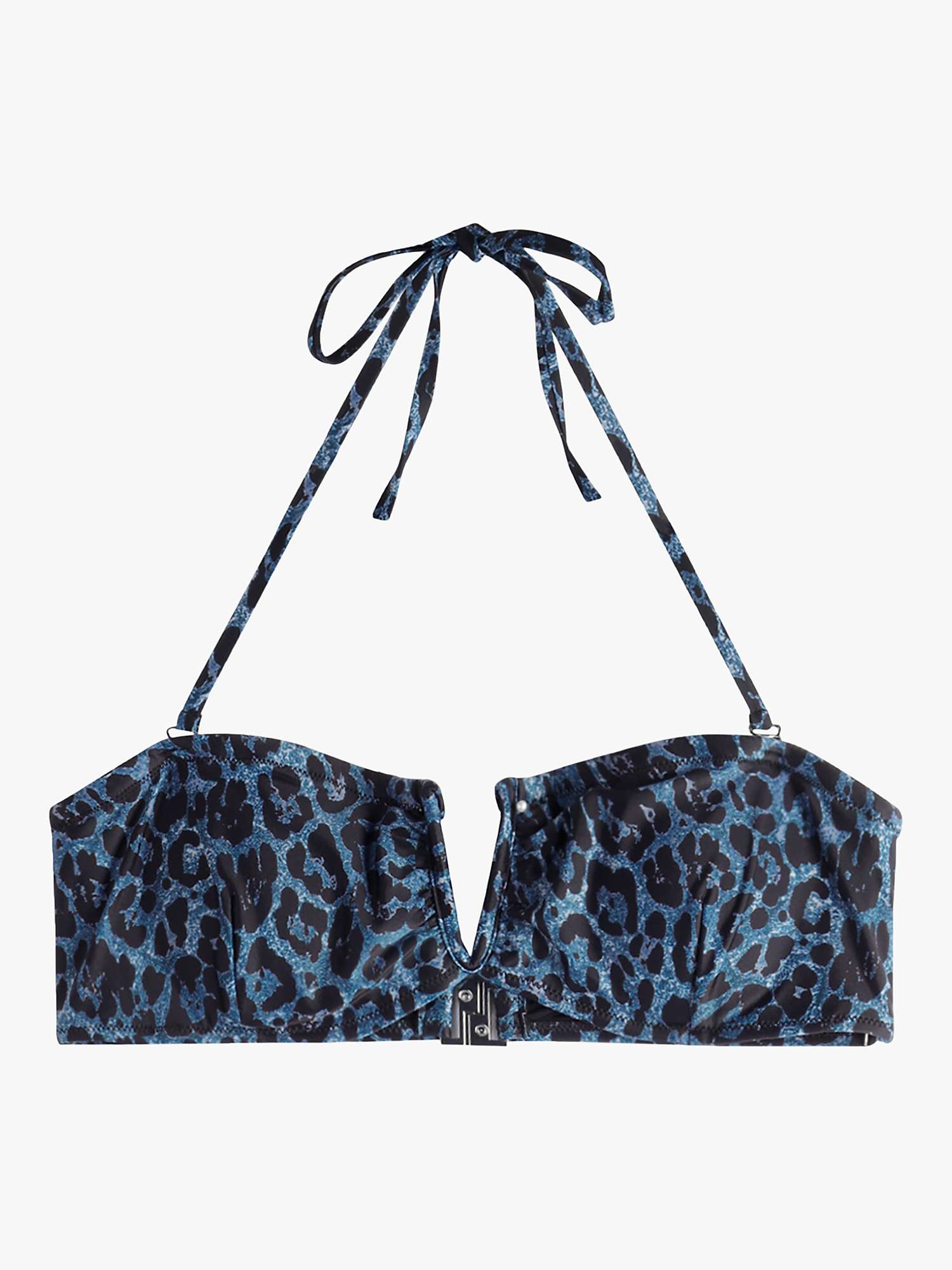 Buy hush Leopard Print Bandeau Bikini Top, Blue Online at johnlewis.com