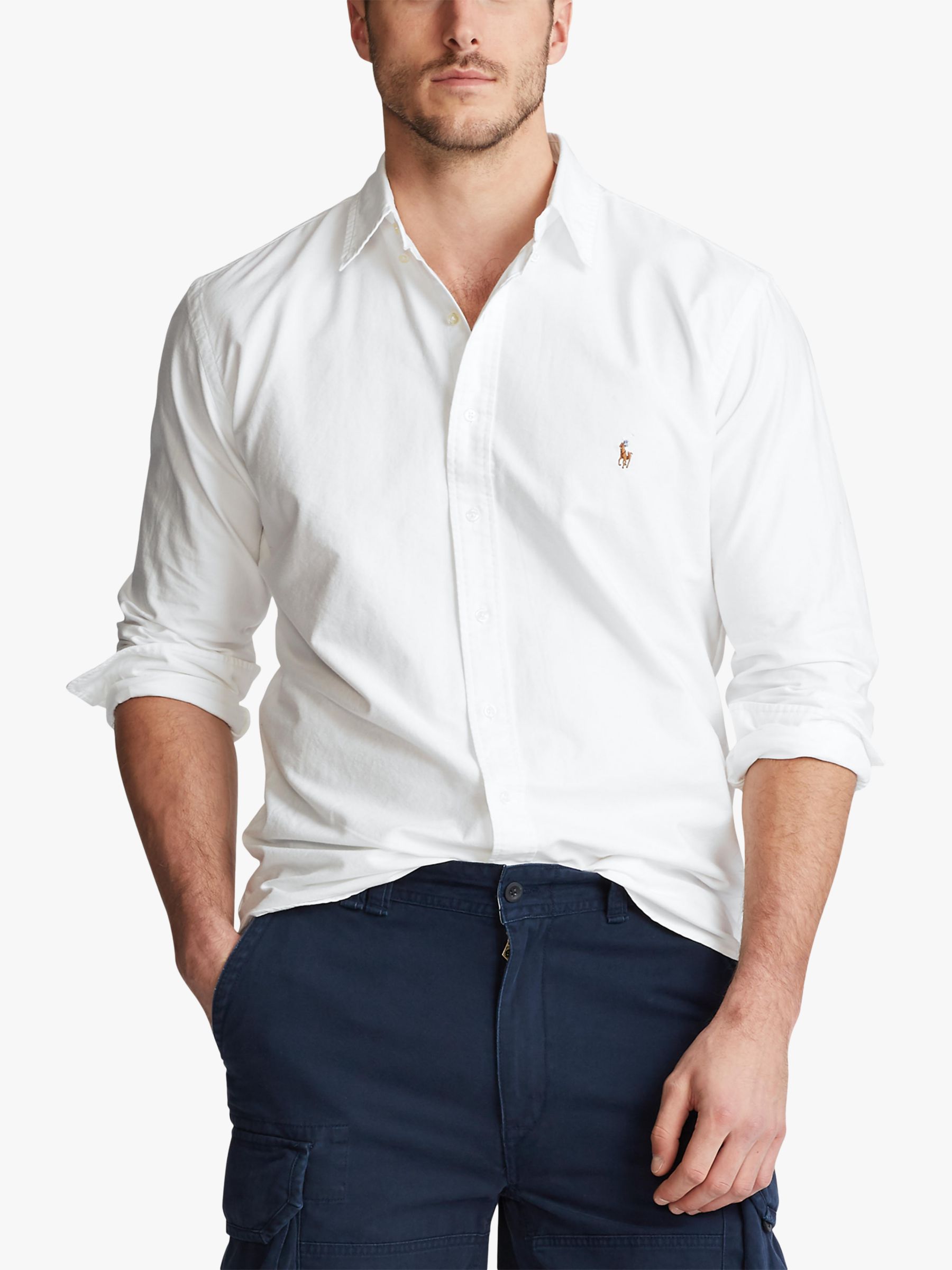 Polo Ralph Lauren Big u0026 Tall Long Sleeve Shirt, White at John Lewis u0026  Partners