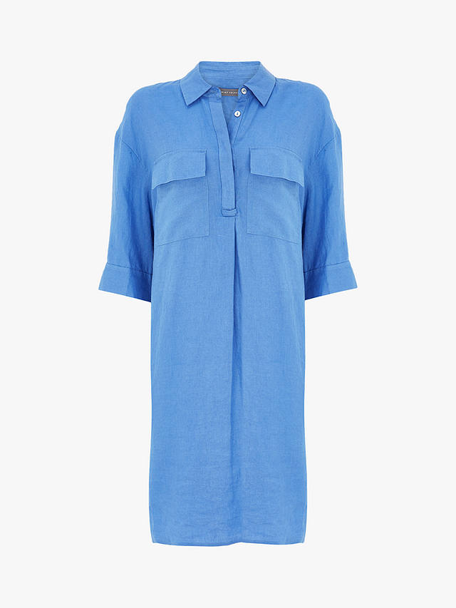 Mint Velvet Linen Mini Shirt Dress, Blue