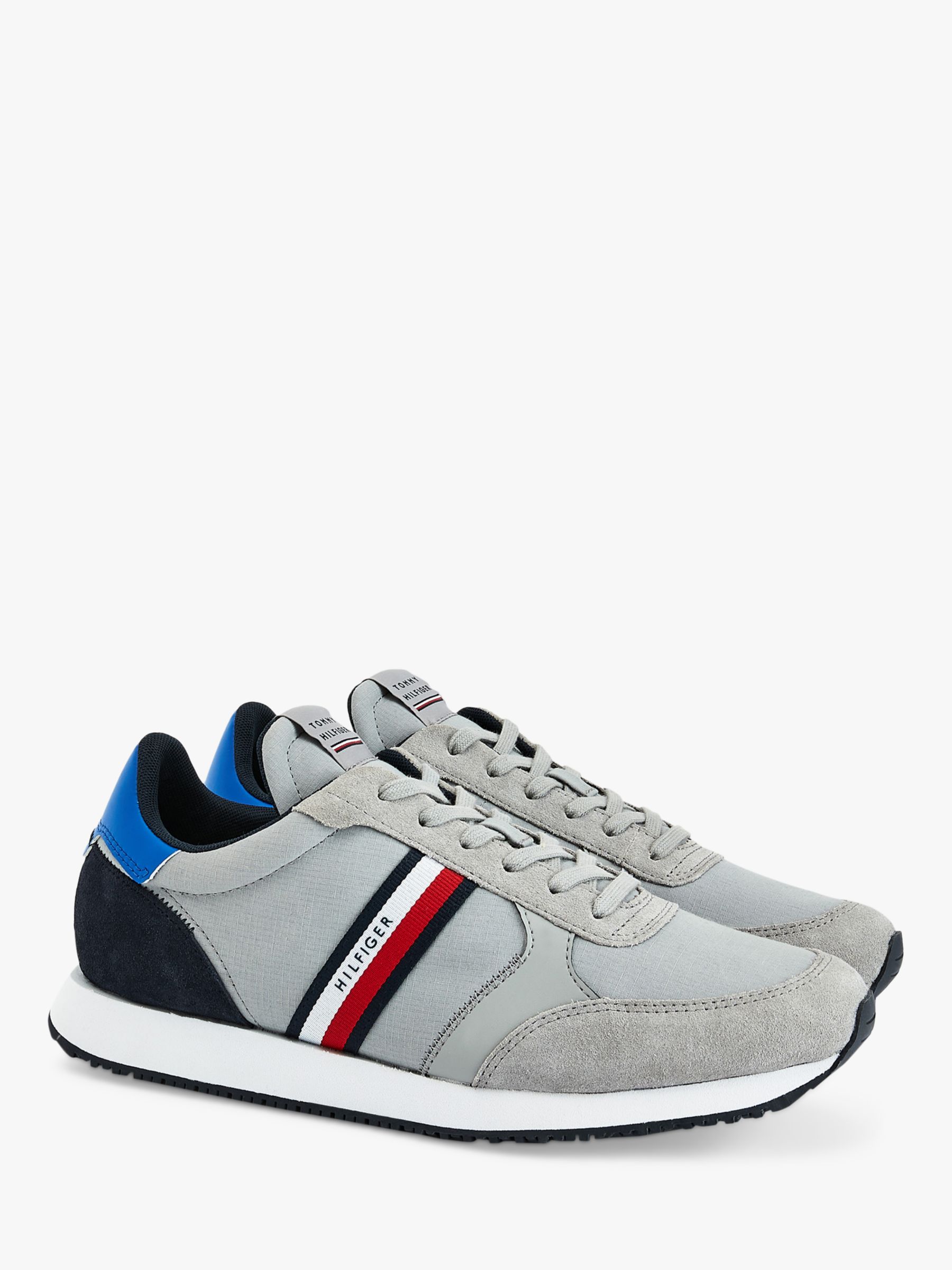Tommy Hilfiger Signature Striped Runner Trainers, Grey Slate at John ...