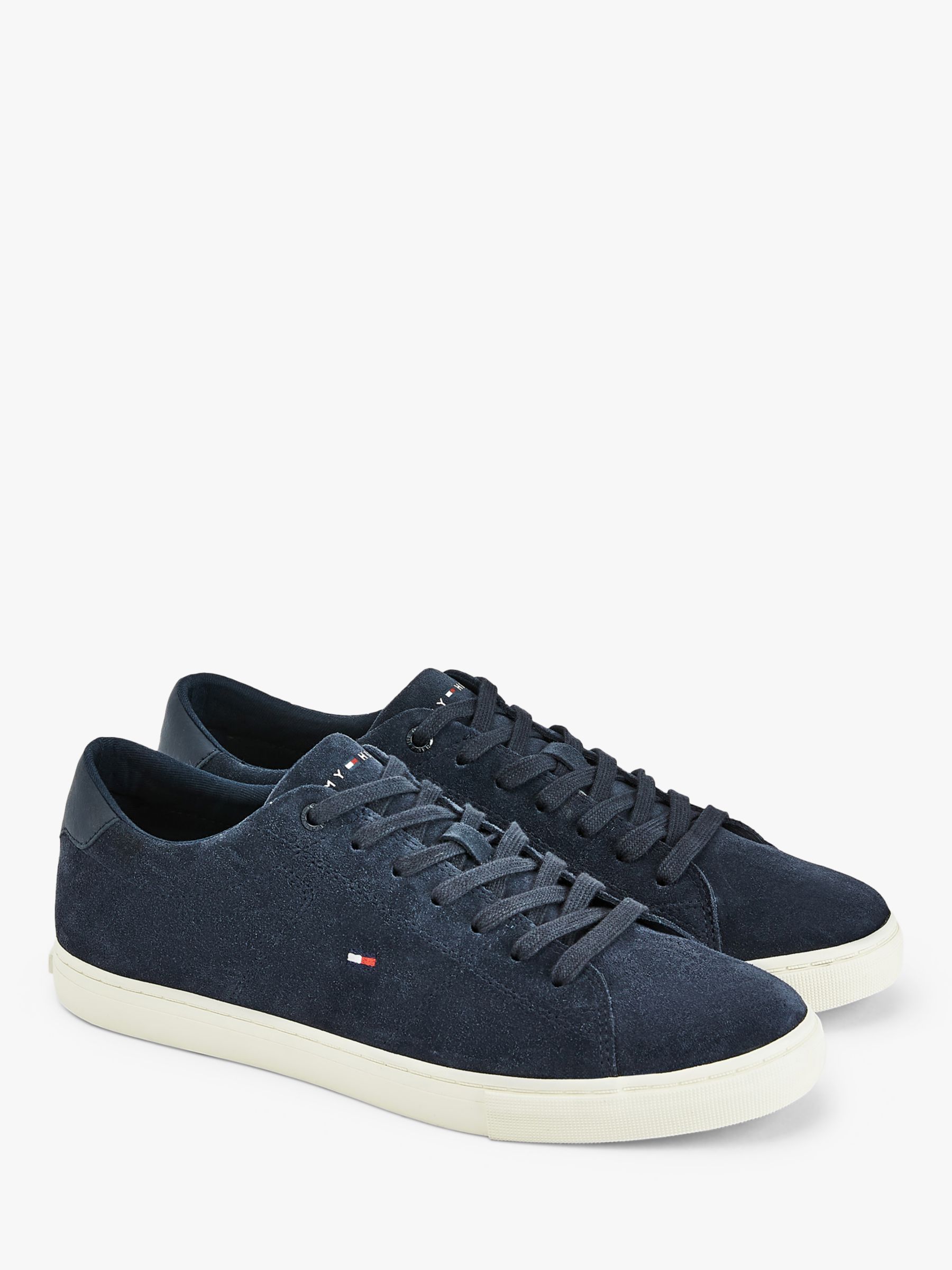 Tommy Hilfiger Essential Suede Vulcanised Trainers, Navy at John Lewis ...