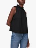 Whistles Ruched Neck Sleeveless Top, Black