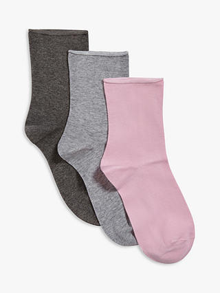 John Lewis Women's Organic Cotton Rich Ankle Socks, Pack of 3
