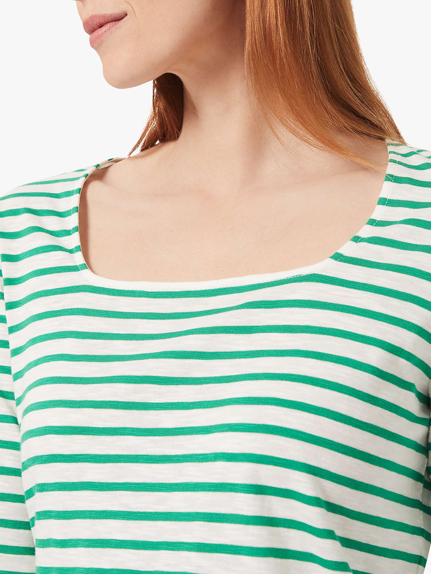 Buy Hobbs Ginny Stripe Cotton T-Shirt, Green/White Online at johnlewis.com