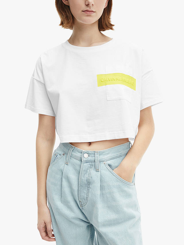 Calvin Klein Jeans Hero Logo Crop Top, Bright White