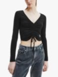 Calvin Klein Jeans Ruched Front Crop Top, CK Black