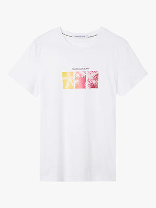 Calvin Klein Jeans Palm Tree Print Cotton T-Shirt, Bright White