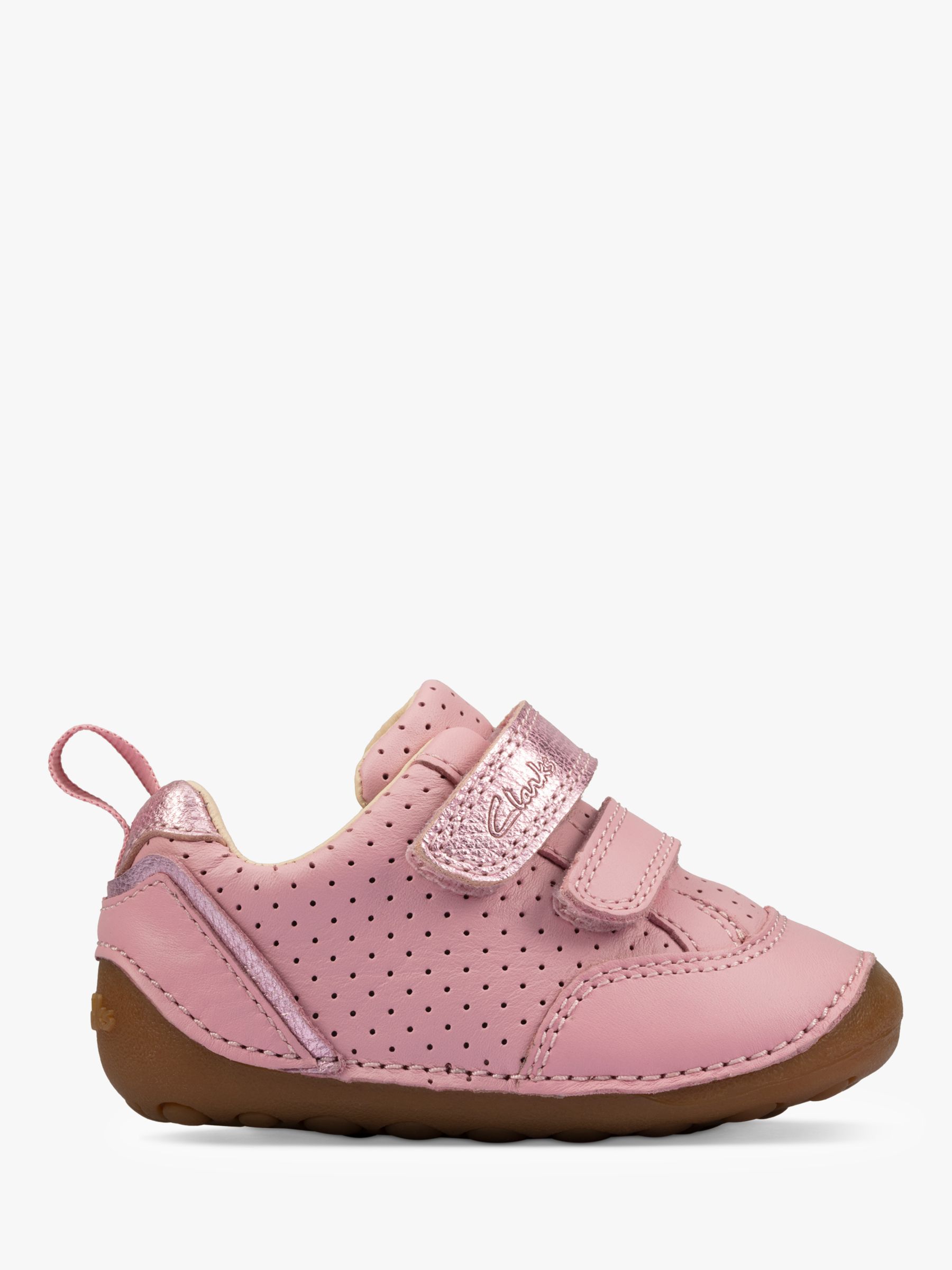Clarks Kids' Tiny Sky Pre-Walker Leather Shoes, Light Pink Lea