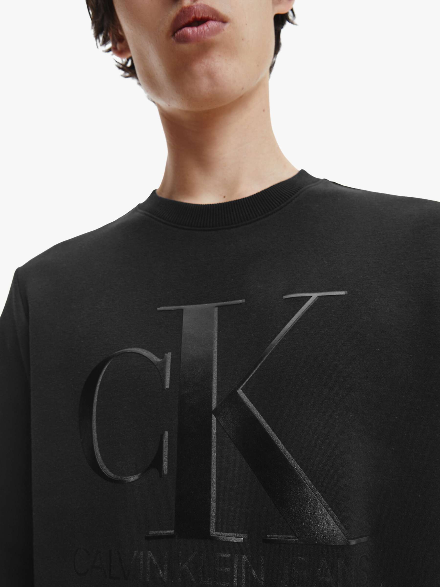 Calvin Klein Organic Cotton Blend Monogram Sweatshirt, CK Black at John ...