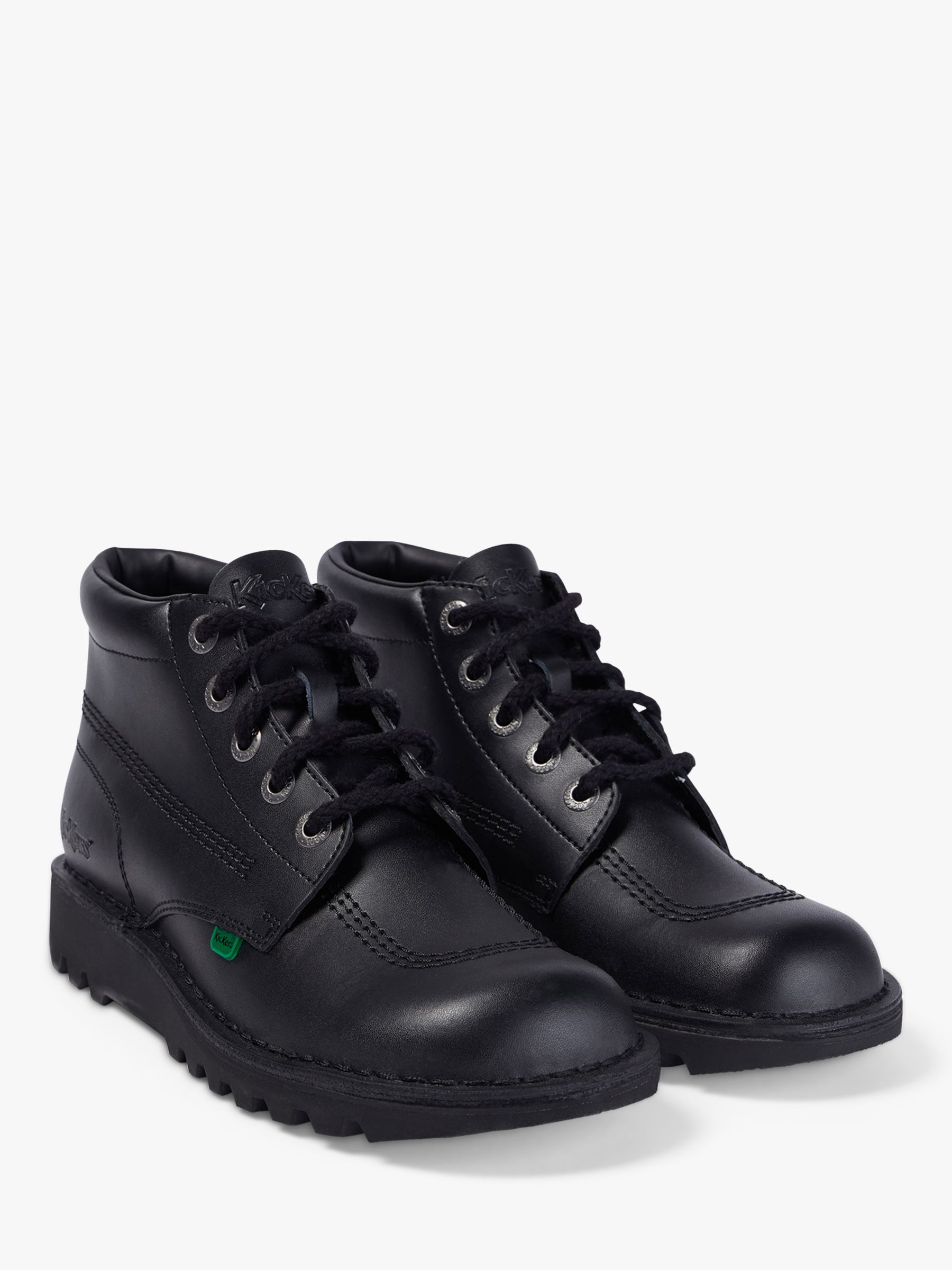 Kickers Kick Hi Leather Boots, Black at John Lewis & Partners