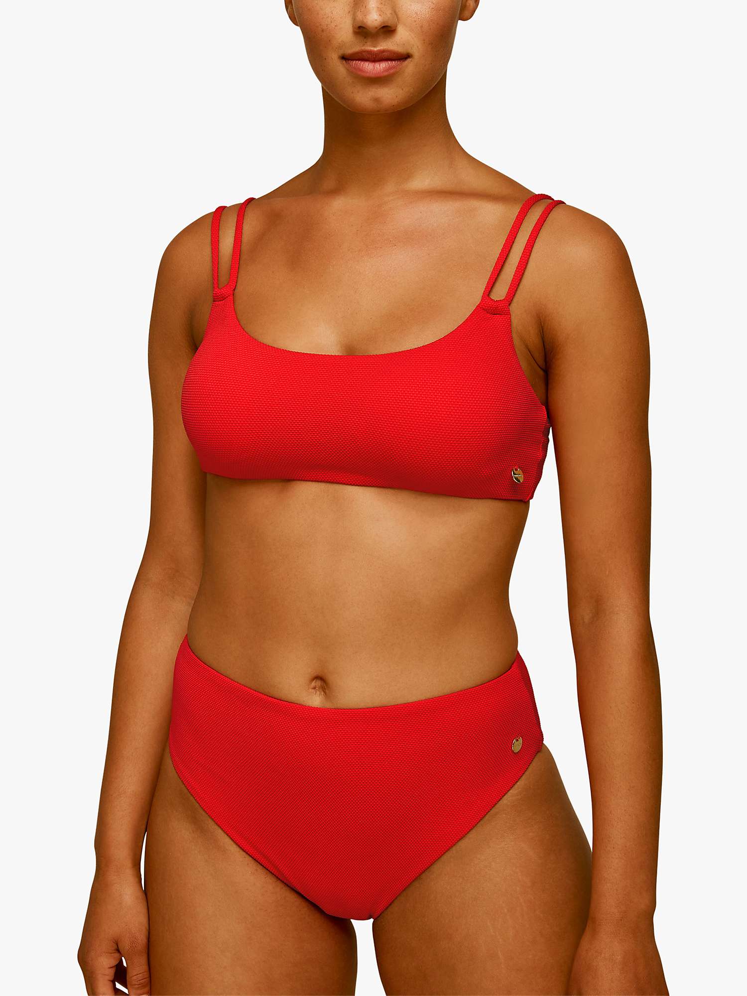 Buy Whistles Textured Bikini Bottoms, Red Online at johnlewis.com