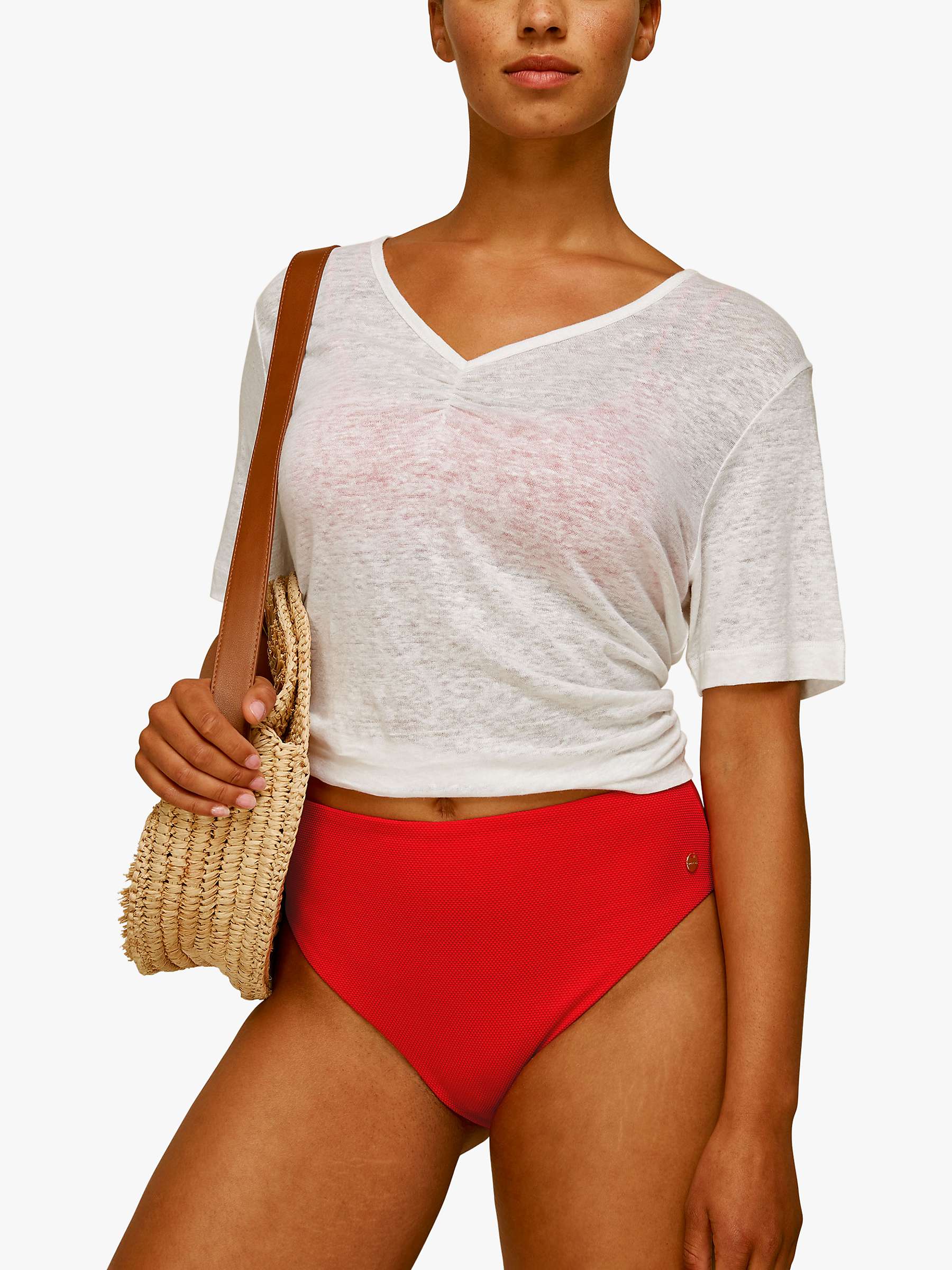 Buy Whistles Textured Bikini Bottoms, Red Online at johnlewis.com