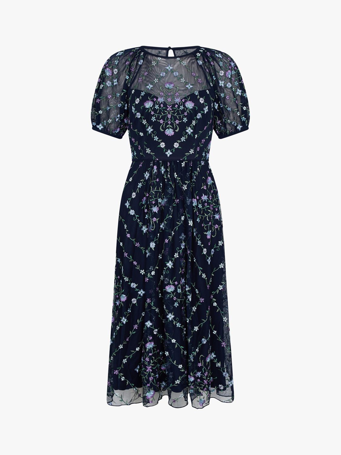 Monsoon Hele Floral Midi Dress, Navy