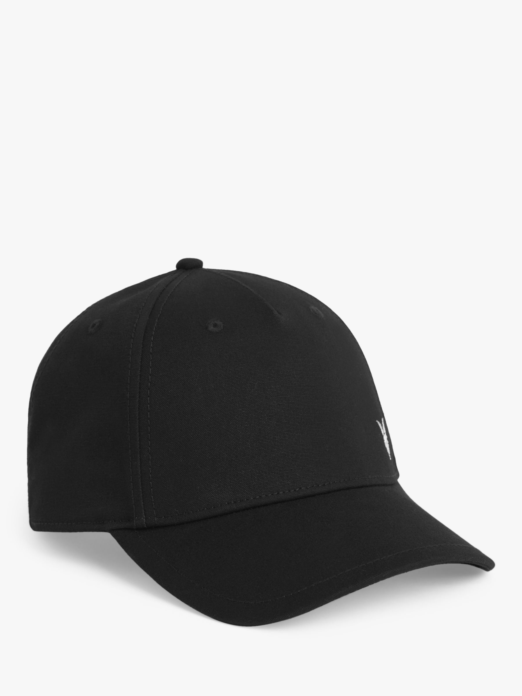 AllSaints Fen Cotton Canvas Baseball Cap, Black at John Lewis & Partners