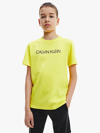 Calvin Klein Kids' Institutional Logo T-Shirt, Bright Sunshine