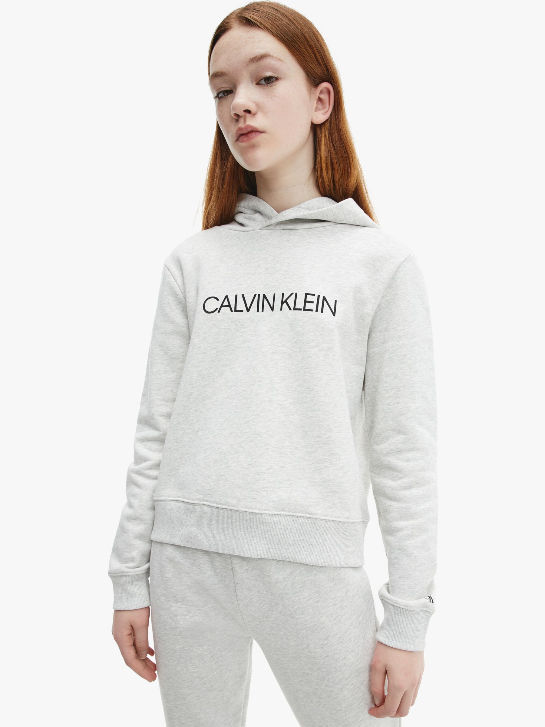 Calvin Klein Kids' Organic Cotton Logo Tracksuit Set, White Heather