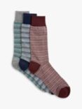 John Lewis Made in Italy Cotton Patterned Socks, Pack of 3, Multi Stripe