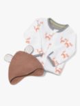 Kit & Kin Baby GOTS Organic Cotton Fox Sleepsuit & Bear Hat Set