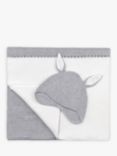 Kit & Kin Baby Bunny Hat & Blanket Gift Set, Grey/White