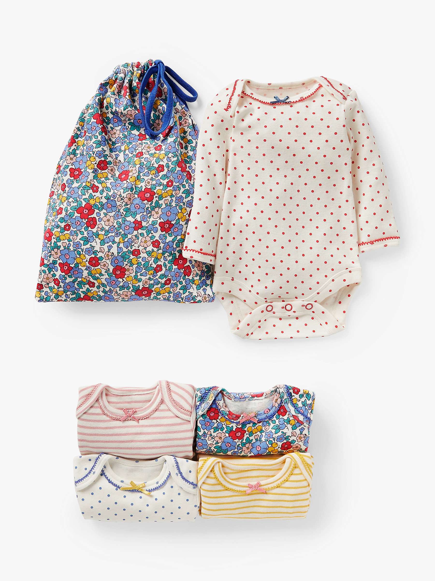 Buy Mini Boden Baby Apple Blossom Floral Print Bodysuit, Pack of 5, Multi Online at johnlewis.com