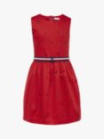 Tommy Hilfiger Kids' Embroidered Dress, Deep Crimson