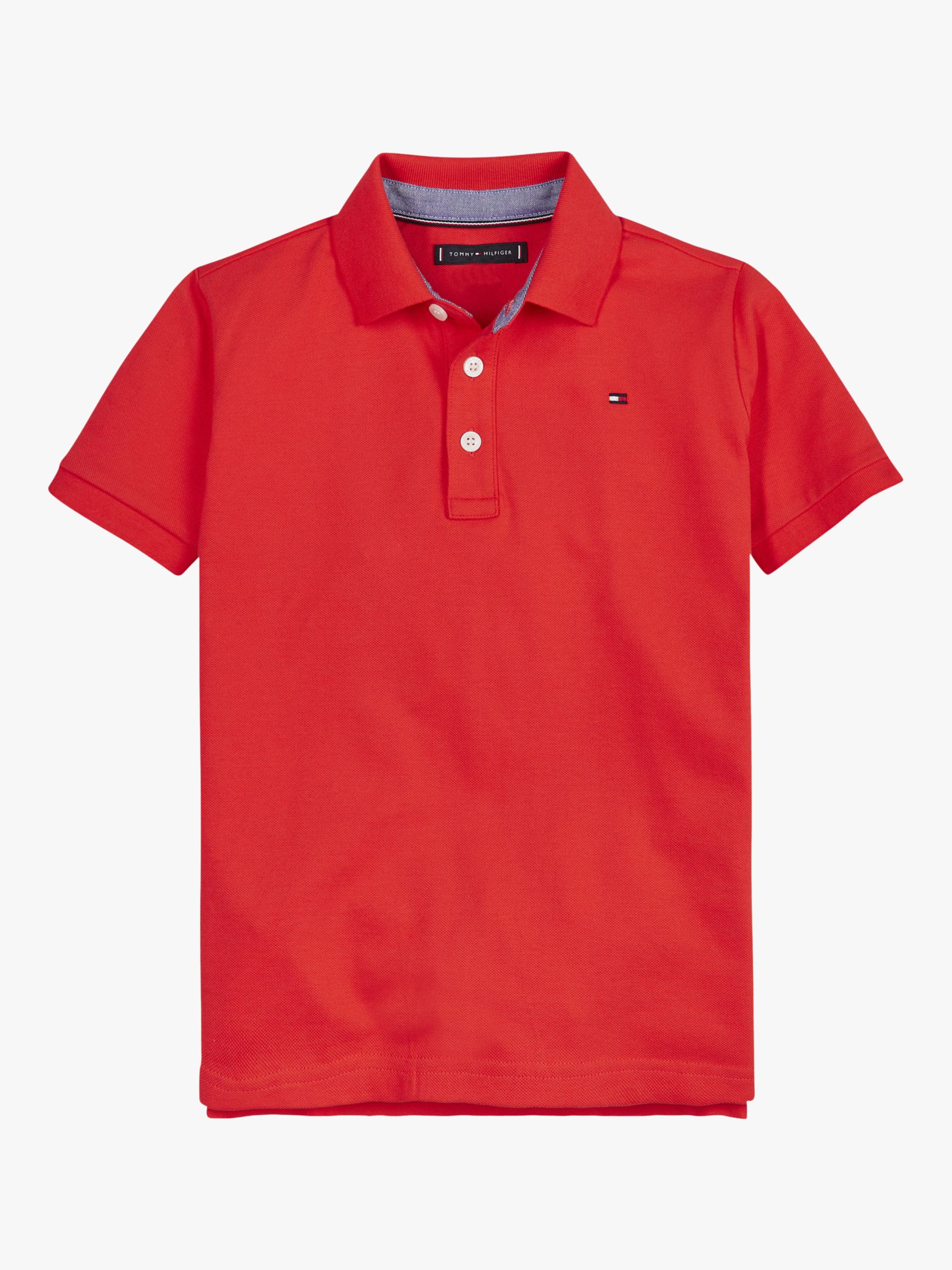 Tommy Hilfiger Kids' Essential Polo Shirt, Orange at John Lewis & Partners