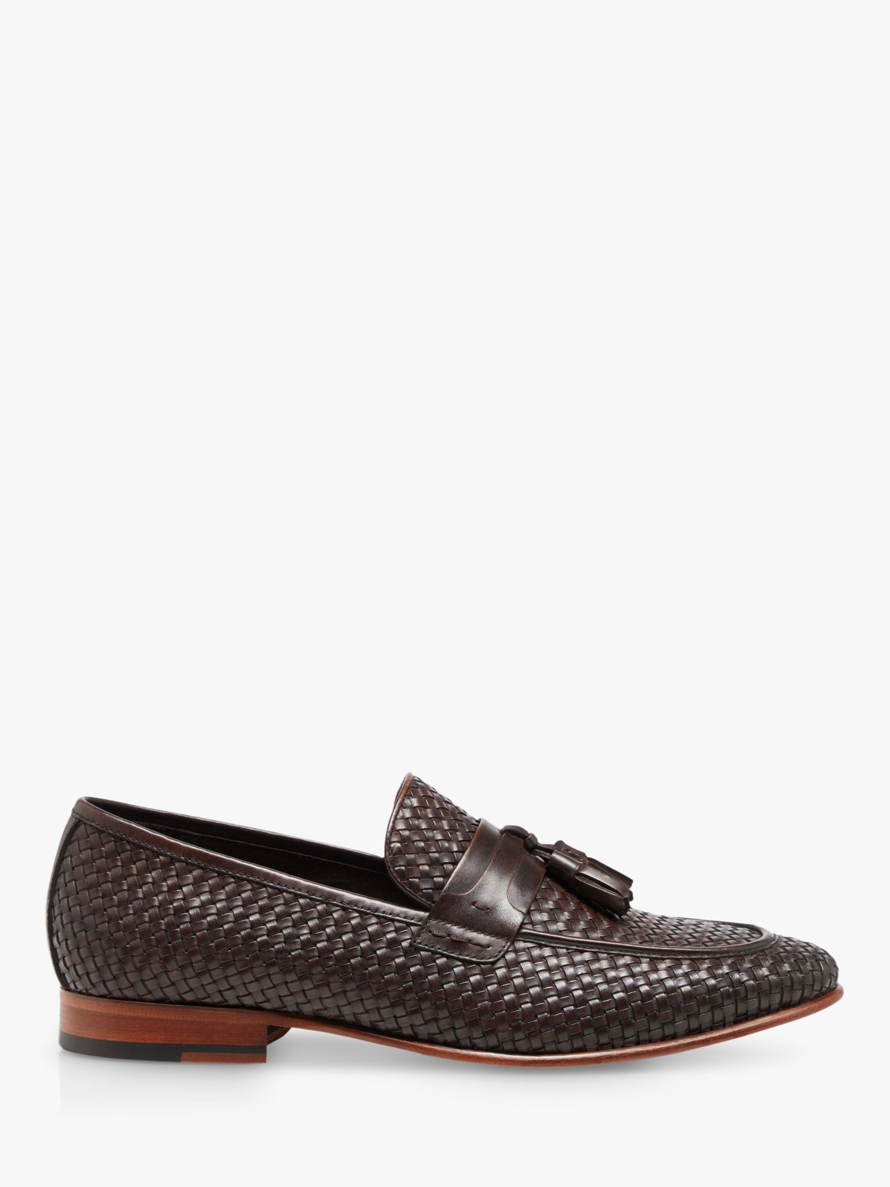 Dune Stanleys Leather Woven Loafers, Brown at John Lewis & Partners