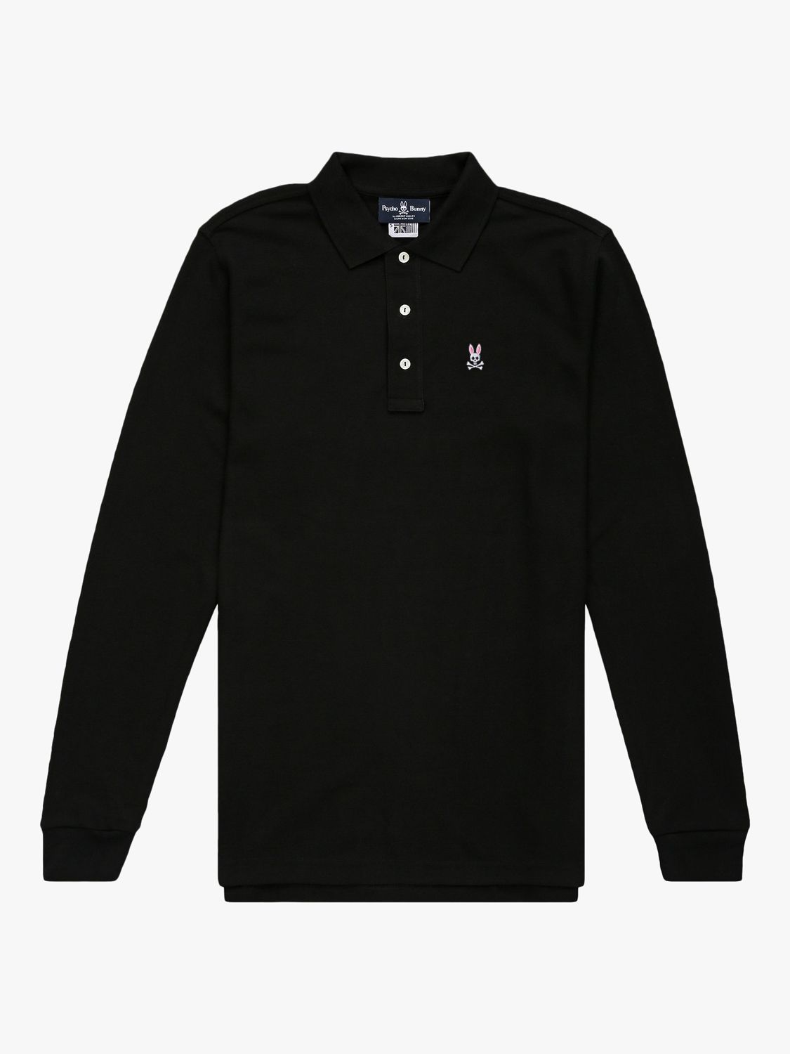 Psycho Bunny Classic Long Sleeve Pique Polo Shirt, Black at John Lewis ...