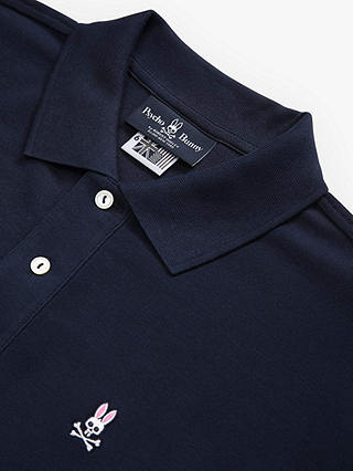 Psycho Bunny Classic Long Sleeve Pique Polo Shirt, Navy