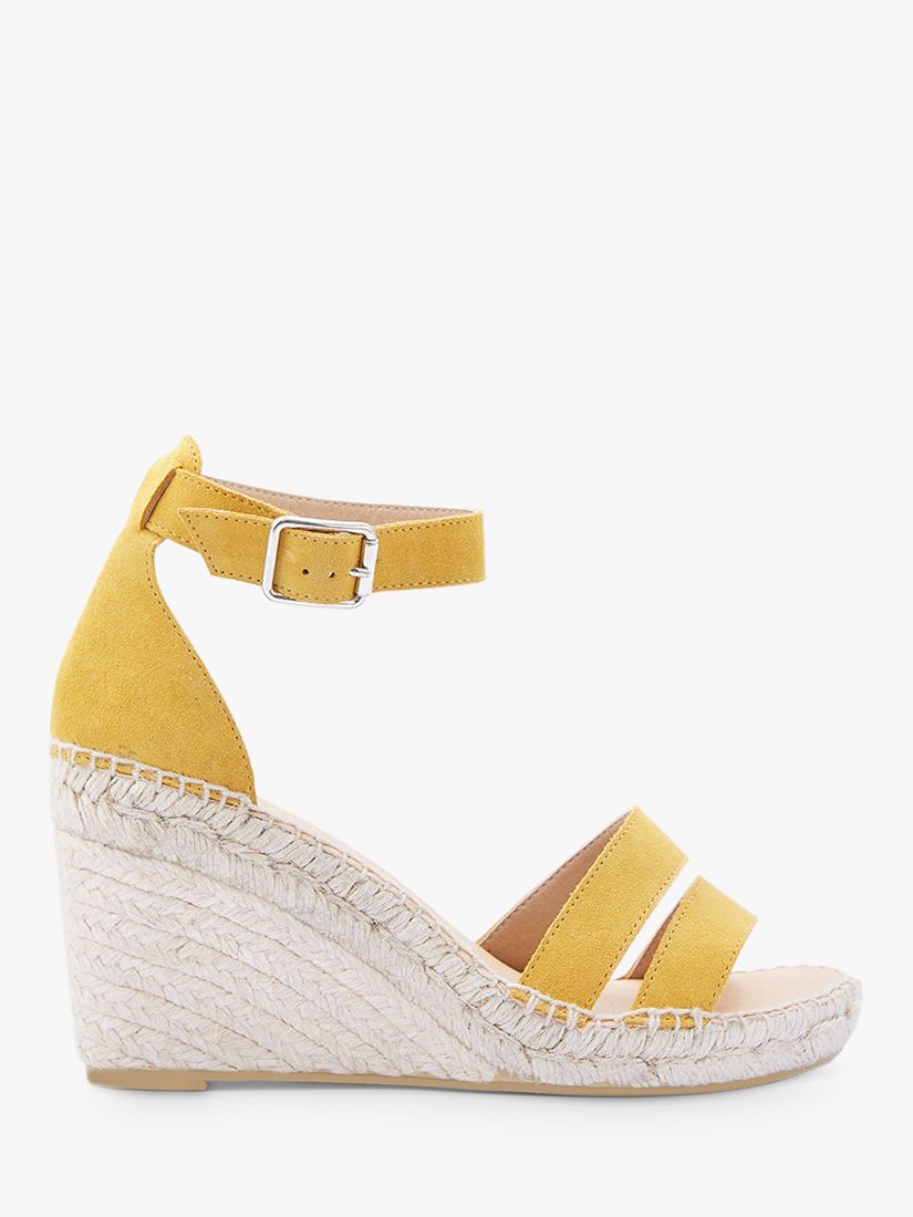 Mint Velvet Lily Suede Espadrille Wedges, Yellow
