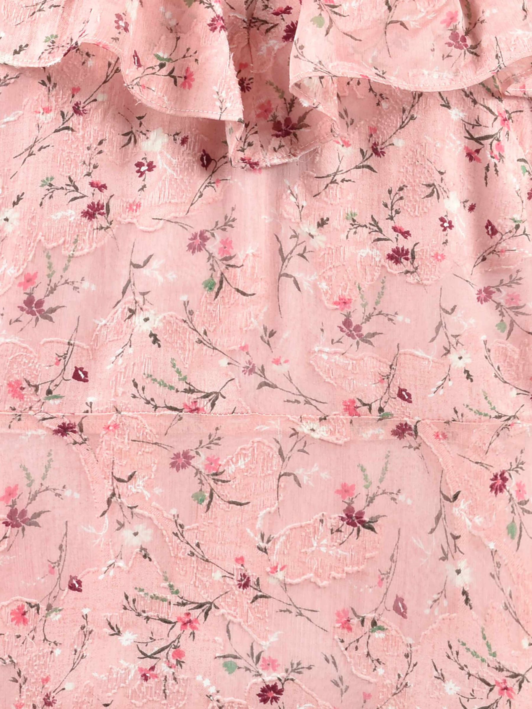 Ro&Zo Ditsy Floral Print Cold Shoulder Tiered Dress, Pink at John Lewis ...