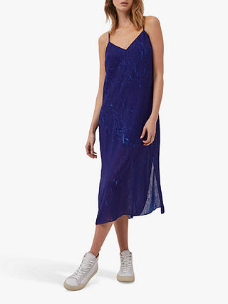 French Connection Calandra Crinkle Midi Dress, Blue