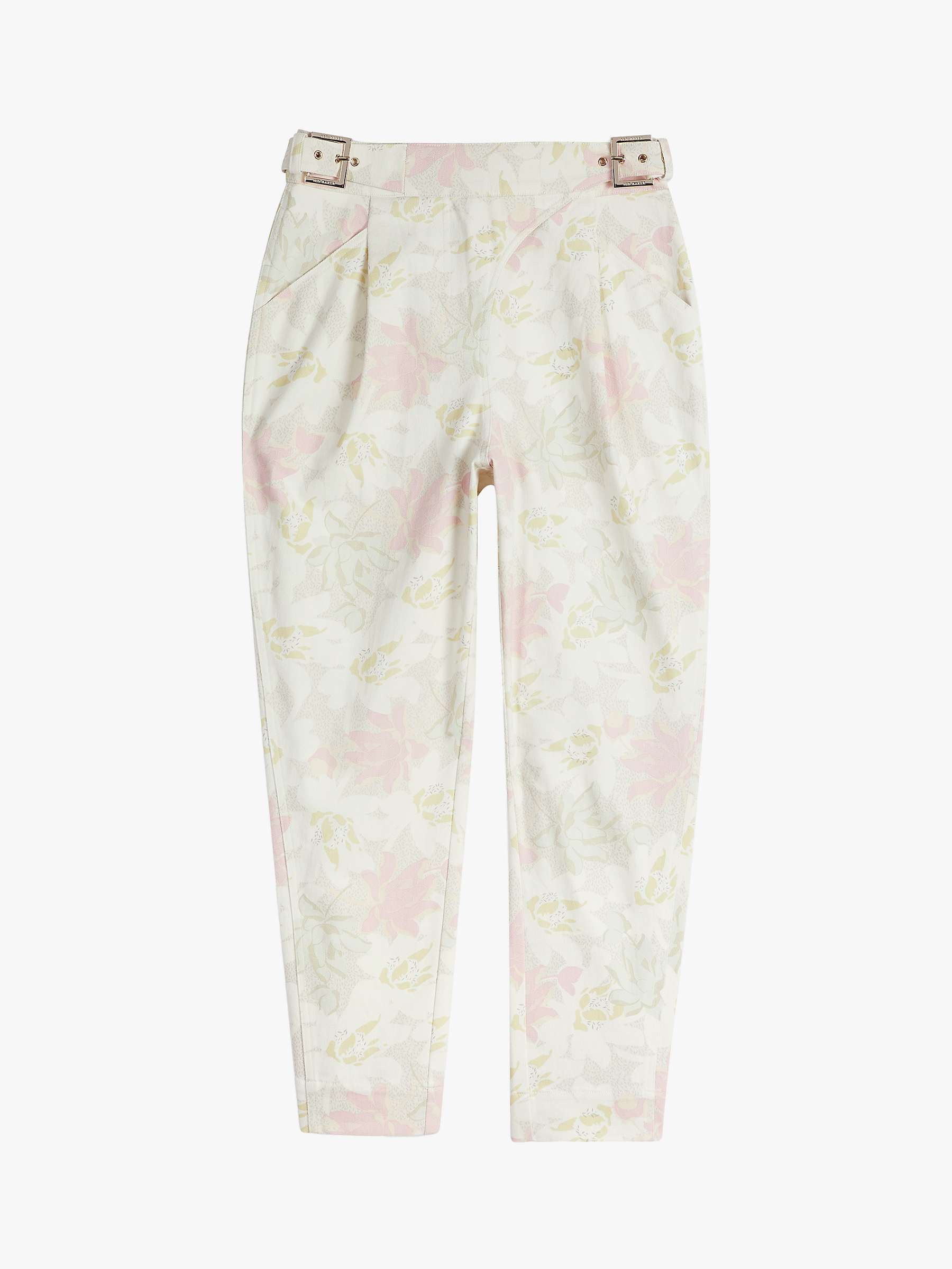 Ted Baker Floral Tapered Trousers, Ivory at John Lewis & Partners