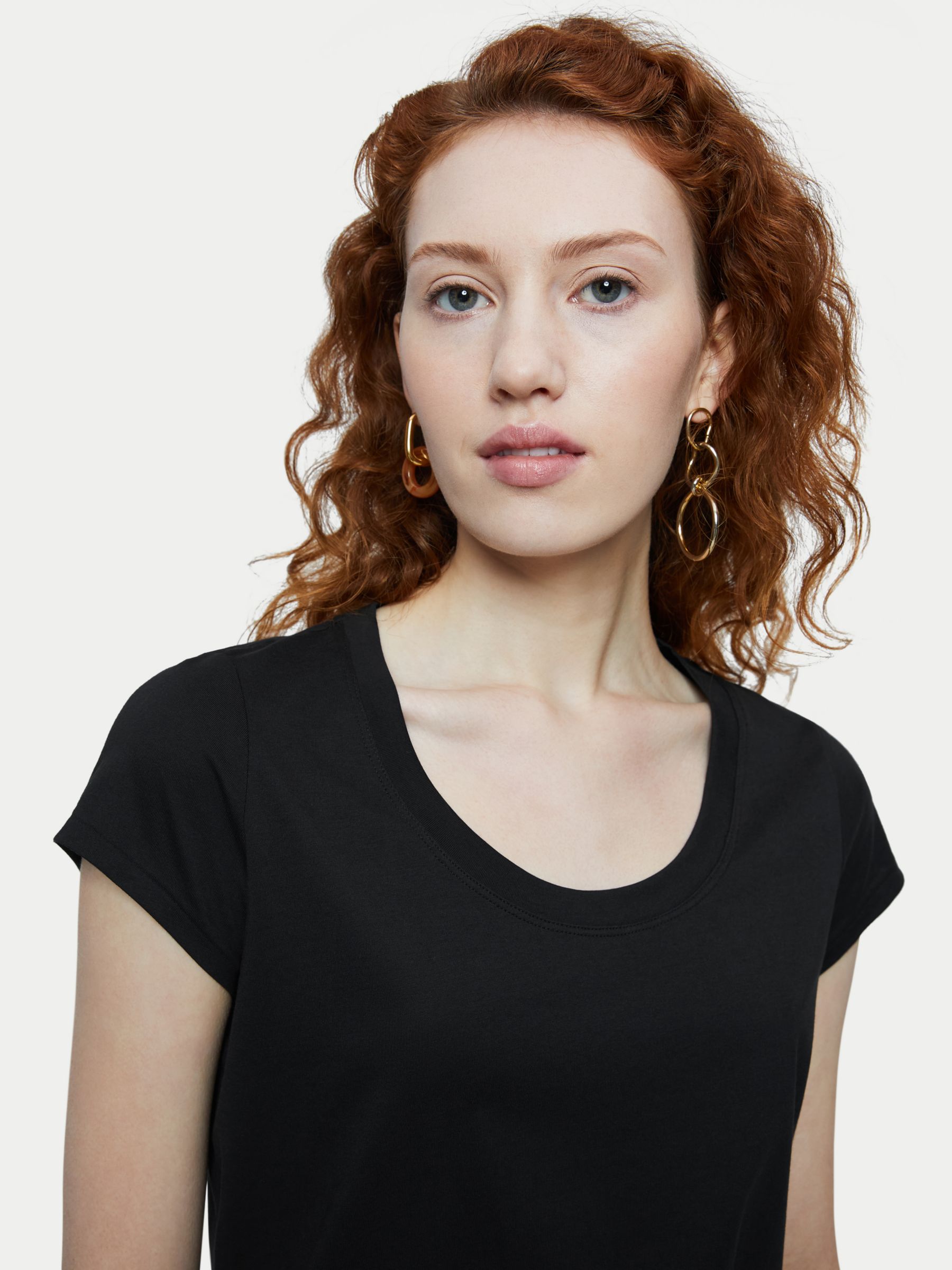 Jigsaw Supima Cotton T-Shirt, Black at John Lewis & Partners