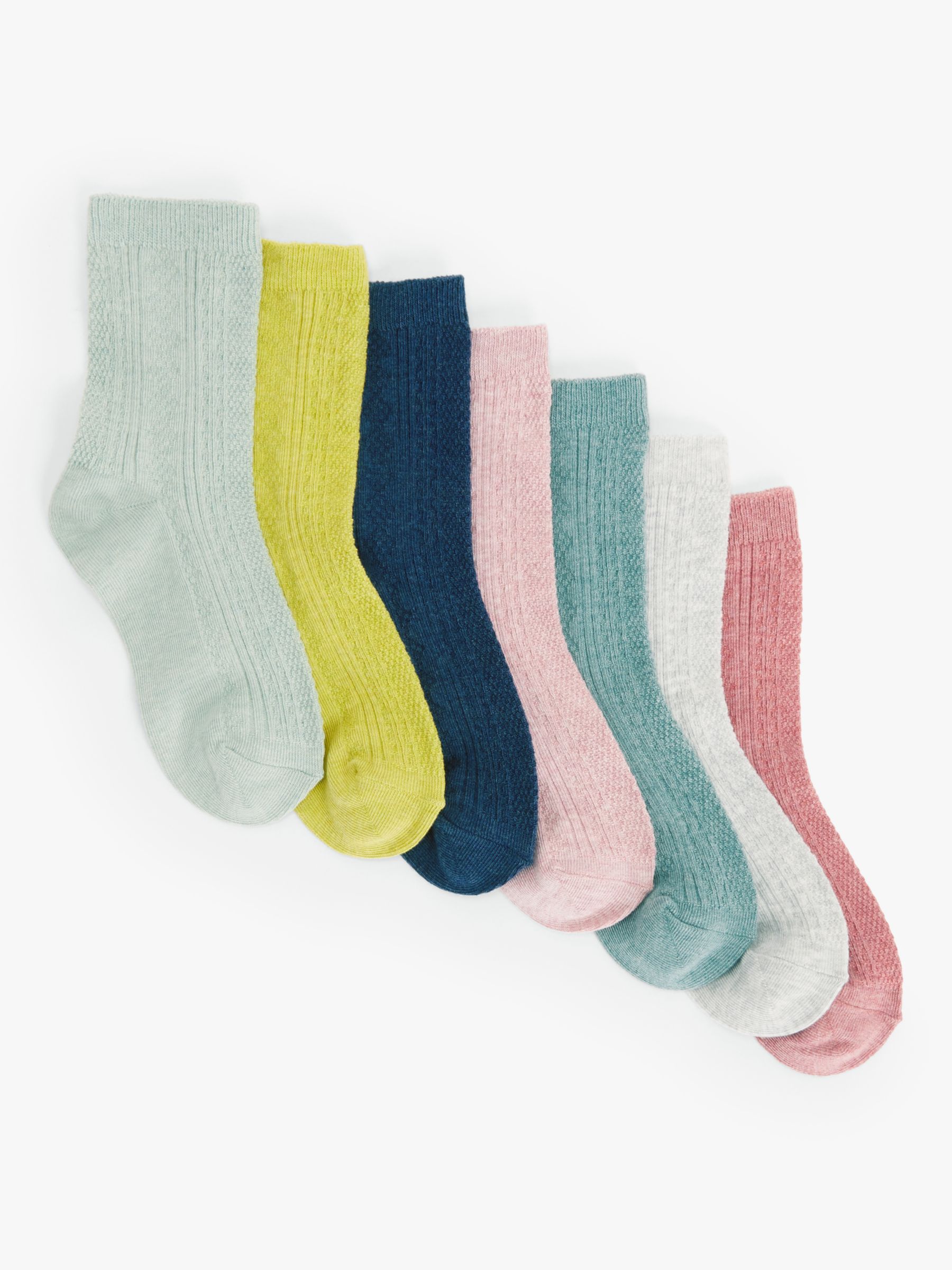 John Lewis Kids' Autumnal Textured Socks, Pack of 7, Multi