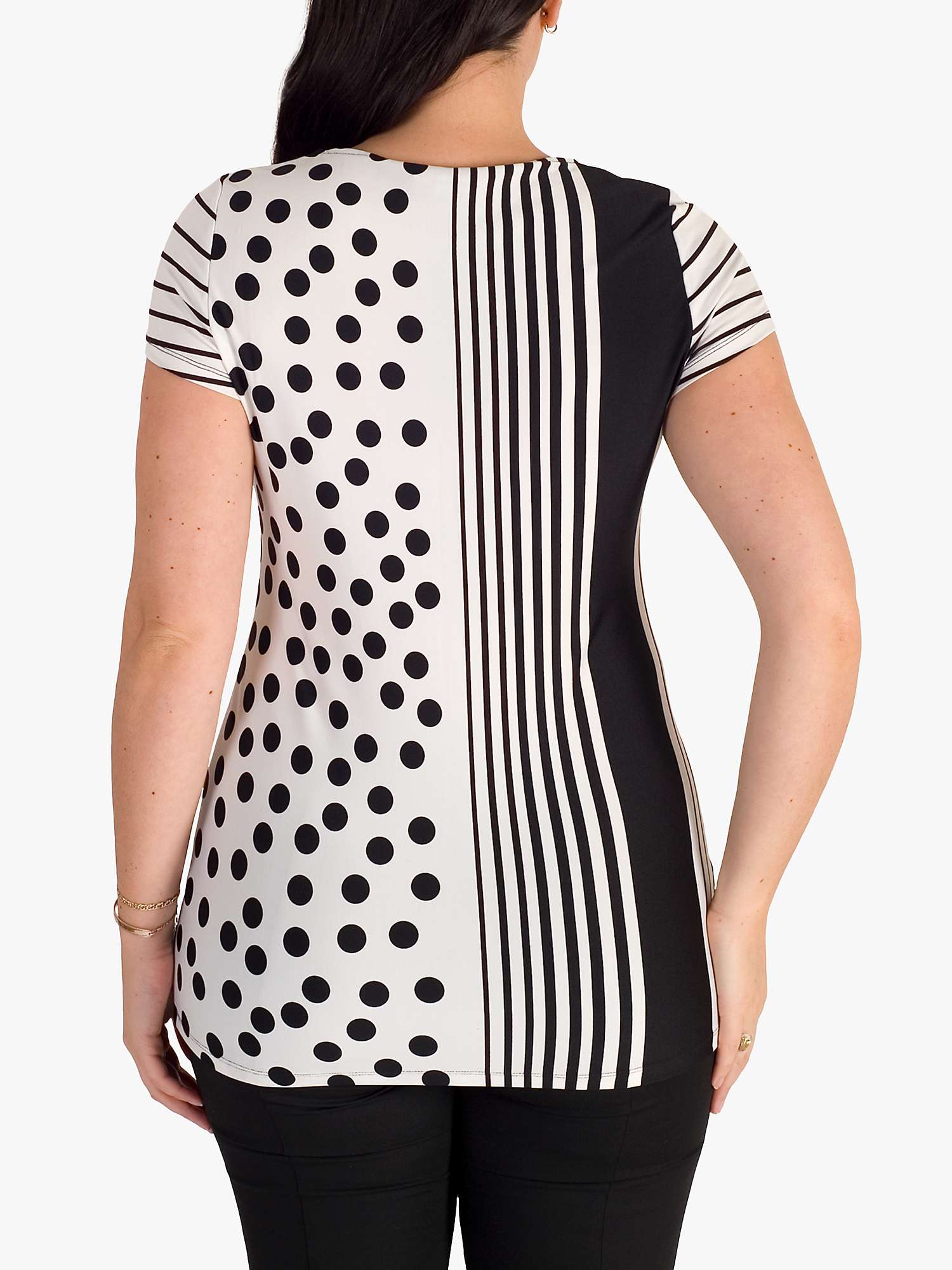 Buy chesca Button and Stripe Print Jersey Top, Black/Ivory Online at johnlewis.com