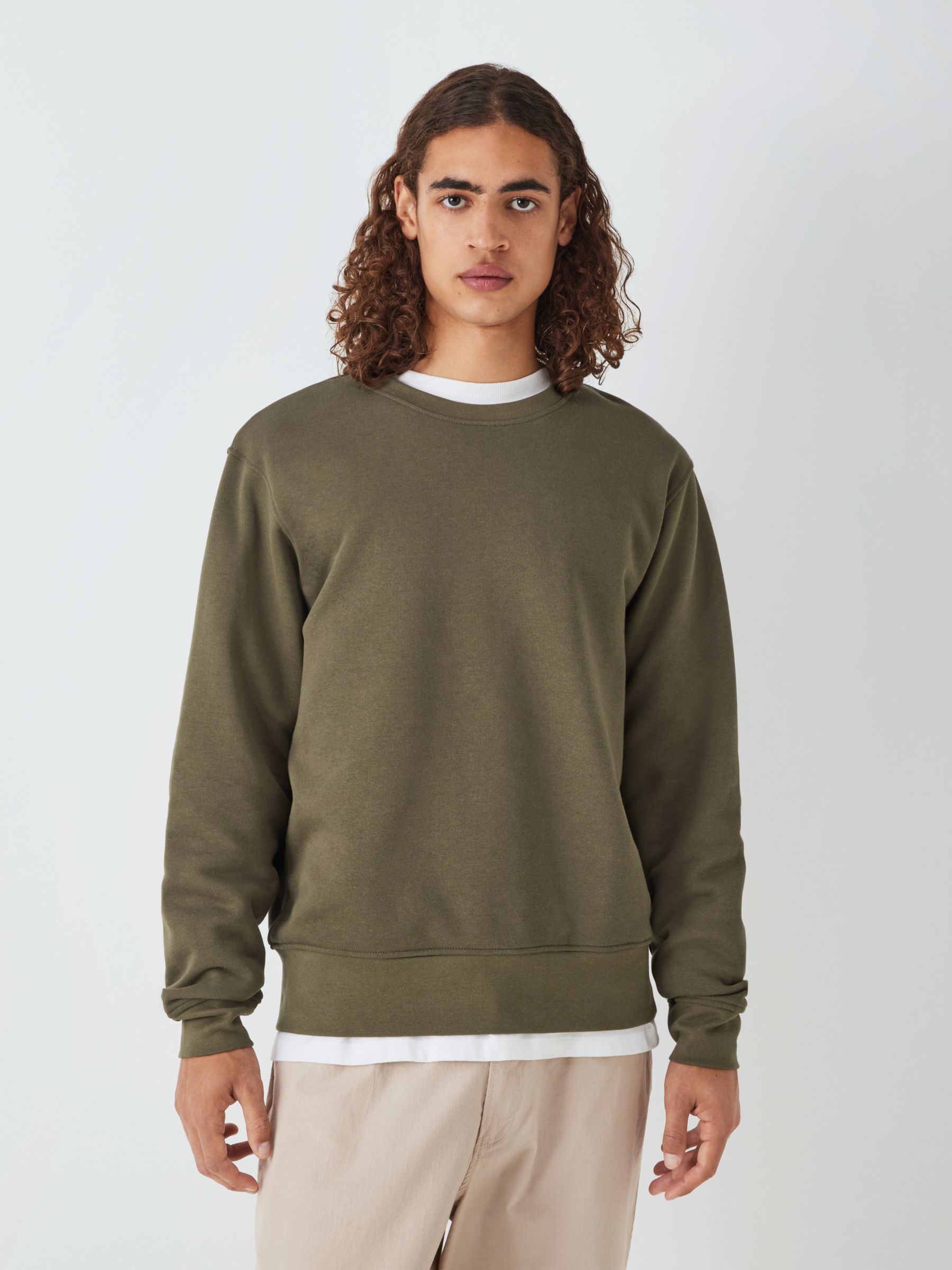 Oversized Fit Terry Sweatshirt - Dark green - Men