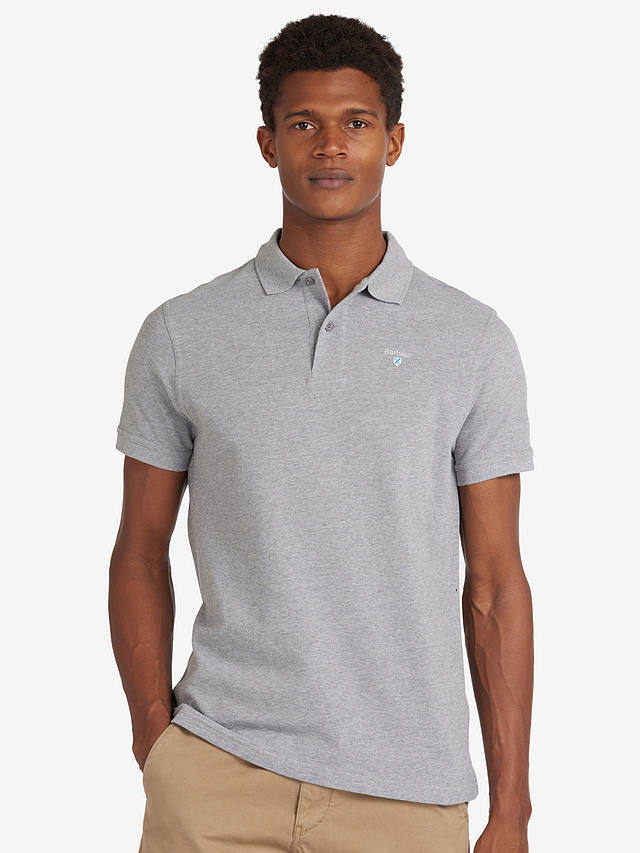 Barbour Short Sleeve Sports Polo Shirt, Grey Marl