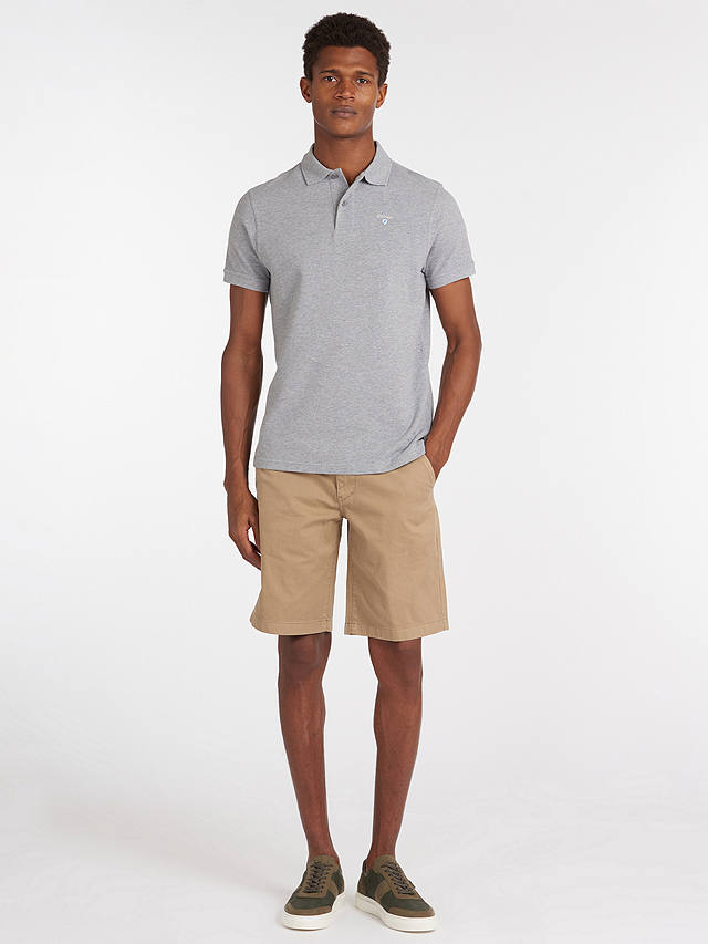 Barbour Short Sleeve Sports Polo Shirt, Grey Marl